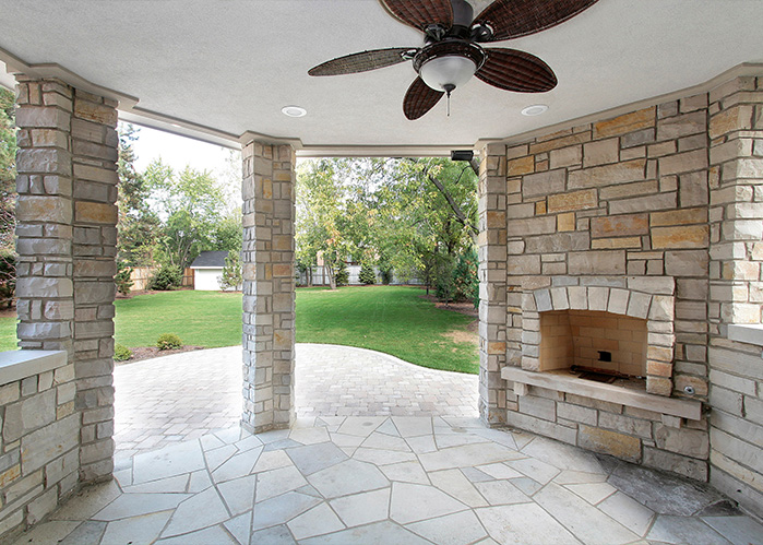 Stone Patio and Fireplace